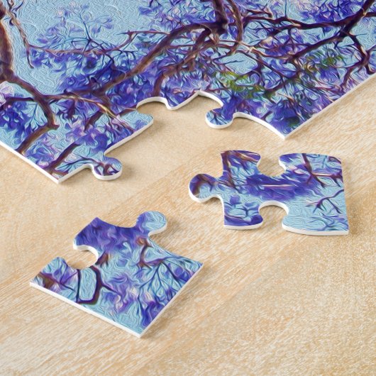 schilderij van Paarse Jacaranda Tree OIL; Legpuzzel (Zijkant)