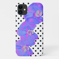 schilderij van Paarse waterverf Orchid, polka-stip