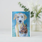 Schilderij van Perros en la Playa door Alfred Fox Briefkaart (Staand voorkant)