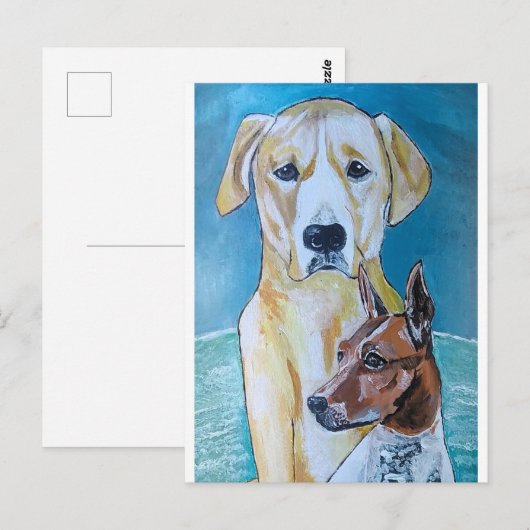 Schilderij van Perros en la Playa door Alfred Fox Briefkaart (Voorkant / Achterkant)