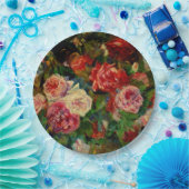 Schilderij van Pierre Renoir, Rozen, beroemd kunst Papieren Bordje (Feest)