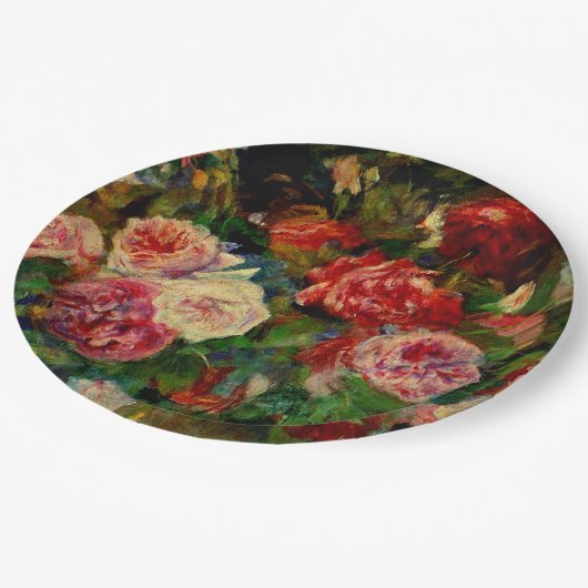Schilderij van Pierre Renoir, Rozen, beroemd kunst Papieren Bordje (Gekanteld)