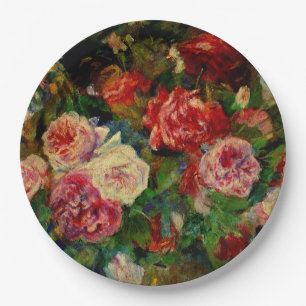 Schilderij van Pierre Renoir, Rozen, beroemd kunst Papieren Bordje