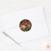 Schilderij van Pierre Renoir, Rozen, beroemd kunst Ronde Sticker (Envelop)