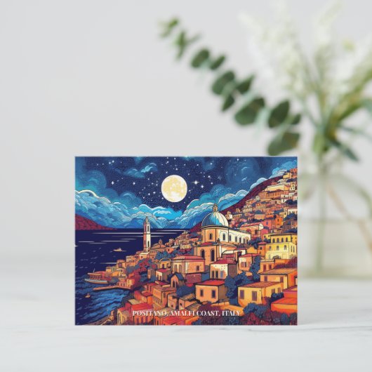 Schilderij van Positano Amalfi Coast Italië Art Tr Briefkaart (Staand voorkant)