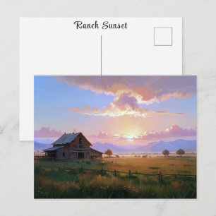 Schilderij van ranch zonsondergang zonsopgang Verl Briefkaart