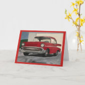 Schilderij van  Red American Car Kaarten (Gele Bloem)