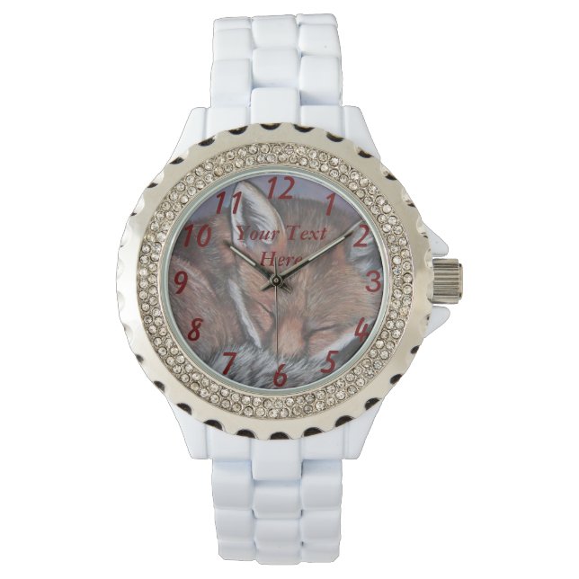 Schilderij van rode vos slapen wilde dieren horloge (Voorkant)