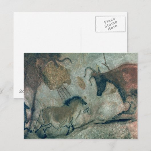 Schilderij van rotsen met een paard en een koe, c. briefkaart (Voorkant / Achterkant)