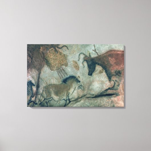 Schilderij van rotsen met een paard en een koe, c. canvas afdruk (Voorkant)