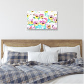 schilderij van roze gele waterverf canvas afdruk (Insitu (Slaapkamer))