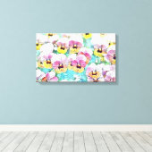 schilderij van roze gele waterverf canvas afdruk (Insitu (Houten vloer))