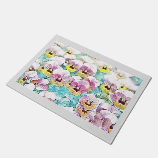 schilderij van roze gele waterverf deurmat (Schuin)