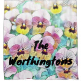 schilderij van roze gele waterverf douchegordijn (Voorkant)