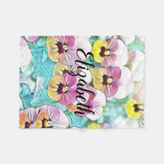 schilderij van roze gele waterverf fleece deken (Voorkant (Horizontaal))