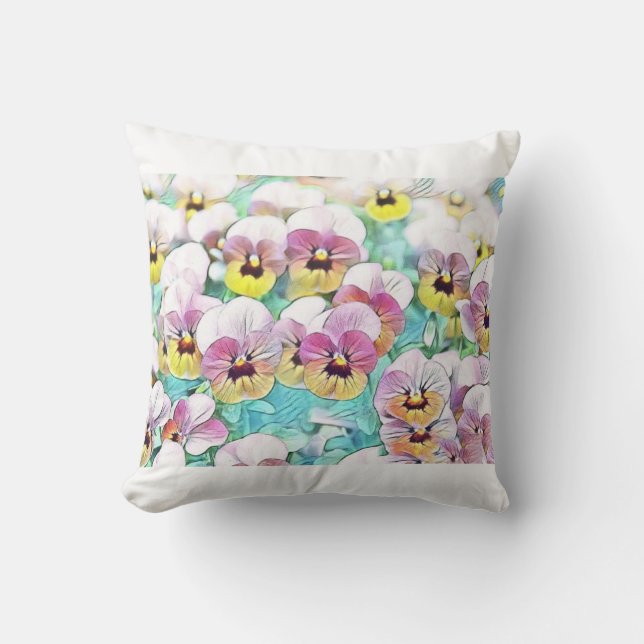 schilderij van roze gele waterverf kussen (Voorkant)