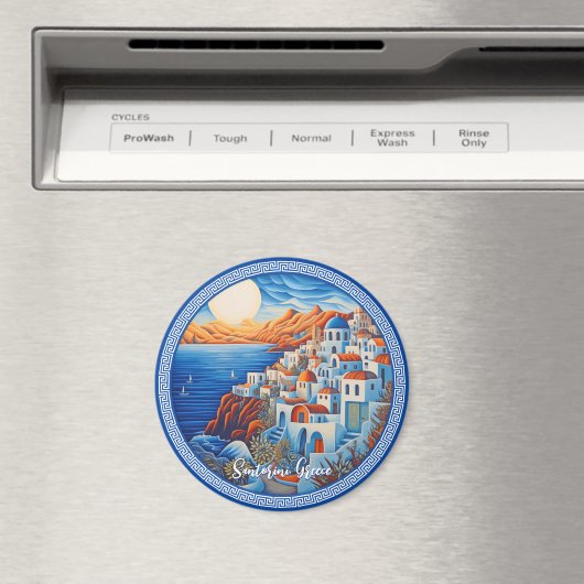 Schilderij van Santorini Griekenland | Reiskunst Magneet (Insitu (Vaatwasser))