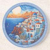 Schilderij van Santorini Griekenland | Reiskunst Zandsteen Onderzetter (Voorkant)