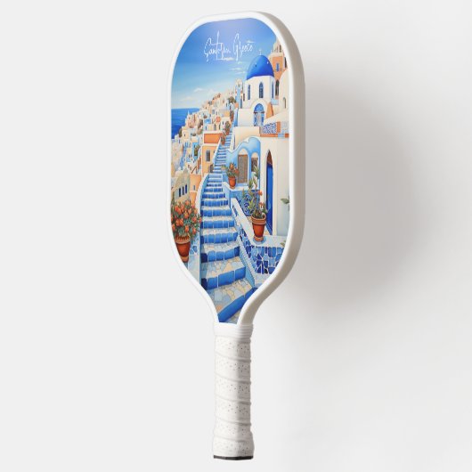 Schilderij van Santorini Island Griekenland | Reis Pickleball Paddle (Links)