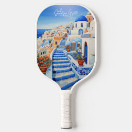 Schilderij van Santorini Island Griekenland | Reis Pickleball Paddle