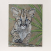 schilderij van schattig cougar kitten big cat wild legpuzzel (Verticaal)