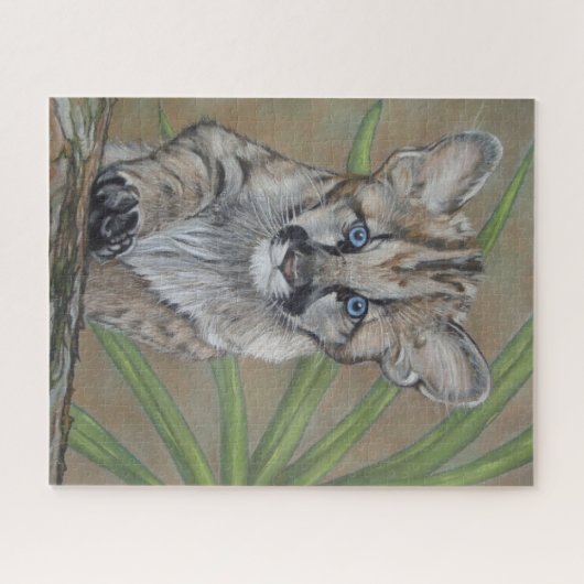 schilderij van schattig cougar kitten big cat wild legpuzzel (Horizontaal)