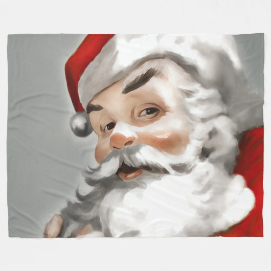 Schilderij van Sinterklaas op Grijs Fleece Deken (Voorkant (Horizontaal))