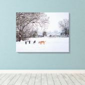 schilderij van sneeuwscand met honden canvas afdruk (Insitu (Houten vloer))