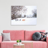 schilderij van sneeuwscand met honden canvas afdruk (Insitu (Woonkamer))
