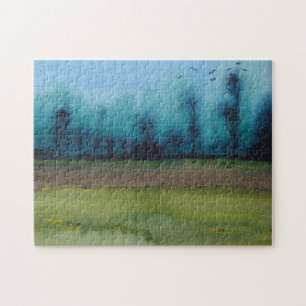 Schilderij van Spooky Mystic Woodland Landschap Legpuzzel