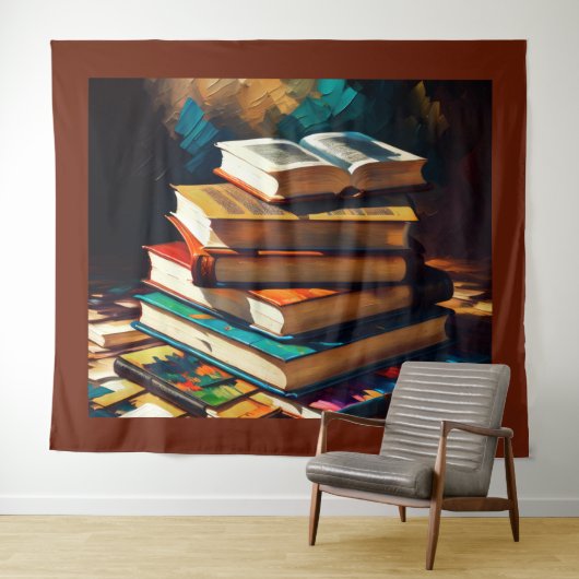 Schilderij van Stack of Old Books Wandkleed (In Situ (horizontaal))