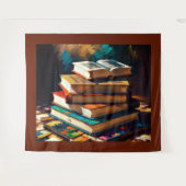Schilderij van Stack of Old Books Wandkleed (Voorkant (horizontaal))