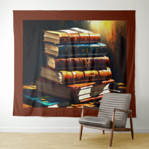 Schilderij van Stack of Old Books Wandkleed