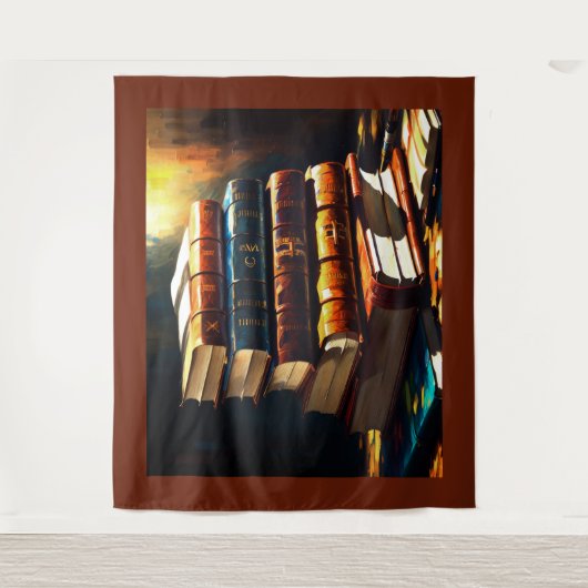 Schilderij van Stack of Old Books Wandkleed (Voorkant)