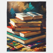 Schilderij van Stapel van Oude Boeken Gezellig Lez Fleece Deken (Voorkant)