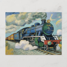Schilderij van stoomtrein uit het verleden briefkaart