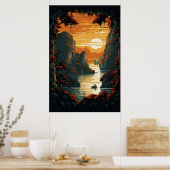 Schilderij van Sunrise Over Mountains Poster ArtPr (Keuken)