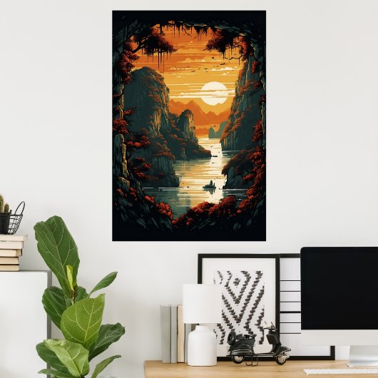 Schilderij van Sunrise Over Mountains Poster ArtPr (Thuiskantoor)