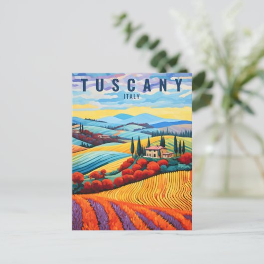 Schilderij van Toscane bij zonsondergang | Italië  Briefkaart (Staand voorkant)