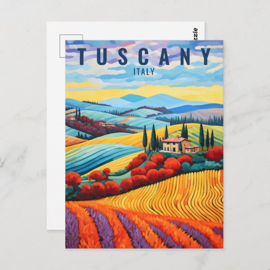 Schilderij van Toscane bij zonsondergang | Italië  Briefkaart (Voorkant / Achterkant)