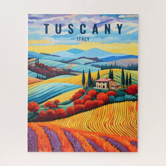 Schilderij van Toscane bij zonsondergang Italië |  Legpuzzel (Verticaal)