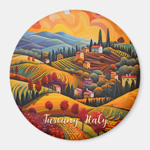 Schilderij van Toscane in de herfst Italië     Rei Magneet