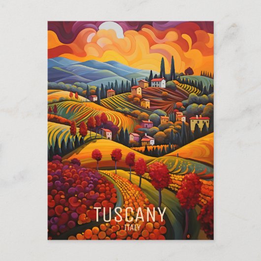Schilderij van Toscane in de herfst | Italië Reize Briefkaart (Voorkant)
