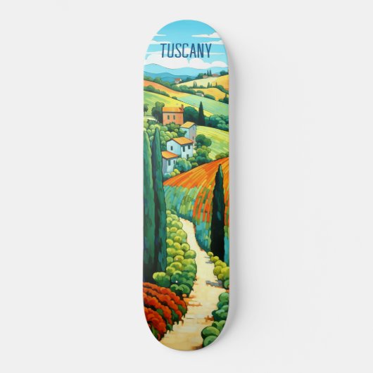 Schilderij van Toscane Italië | Reiskunst Persoonlijk Skateboard (Voorkant)