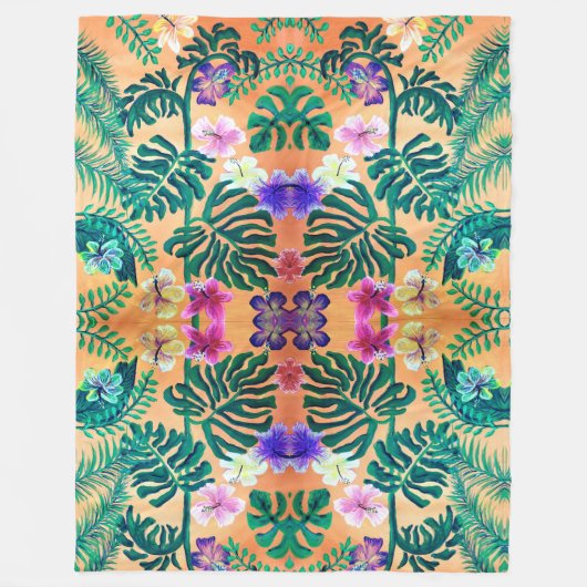 schilderij van tropisch oerwoud fleece deken (Voorkant)