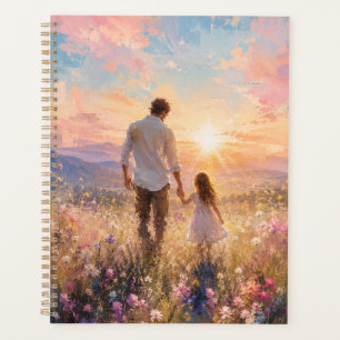 Schilderij van vader en dochter bij zonsopgang planner