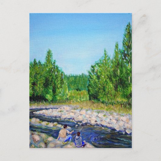 schilderij van vader en zoon Vist Briefkaart (Voorkant)