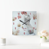 schilderij van veldmuis in sneeuwwild vierkante klok (Huis)