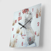 schilderij van veldmuis in sneeuwwild vierkante klok (Hoek)