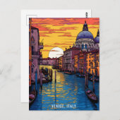 Schilderij van Venetië bij zonsondergang | Italië  Briefkaart (Voorkant / Achterkant)